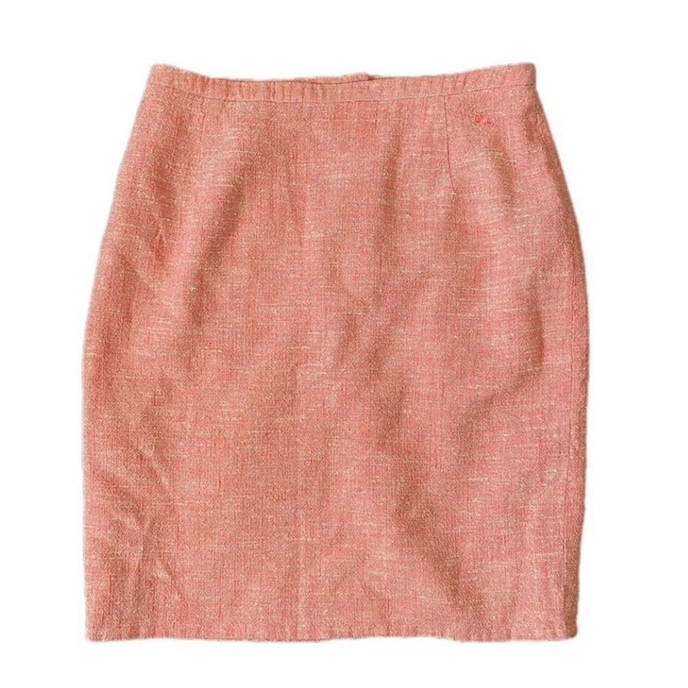 Burberry London Wool, Linen, & Silk Blend Pink Midi High Waist Pencil Skirt 4